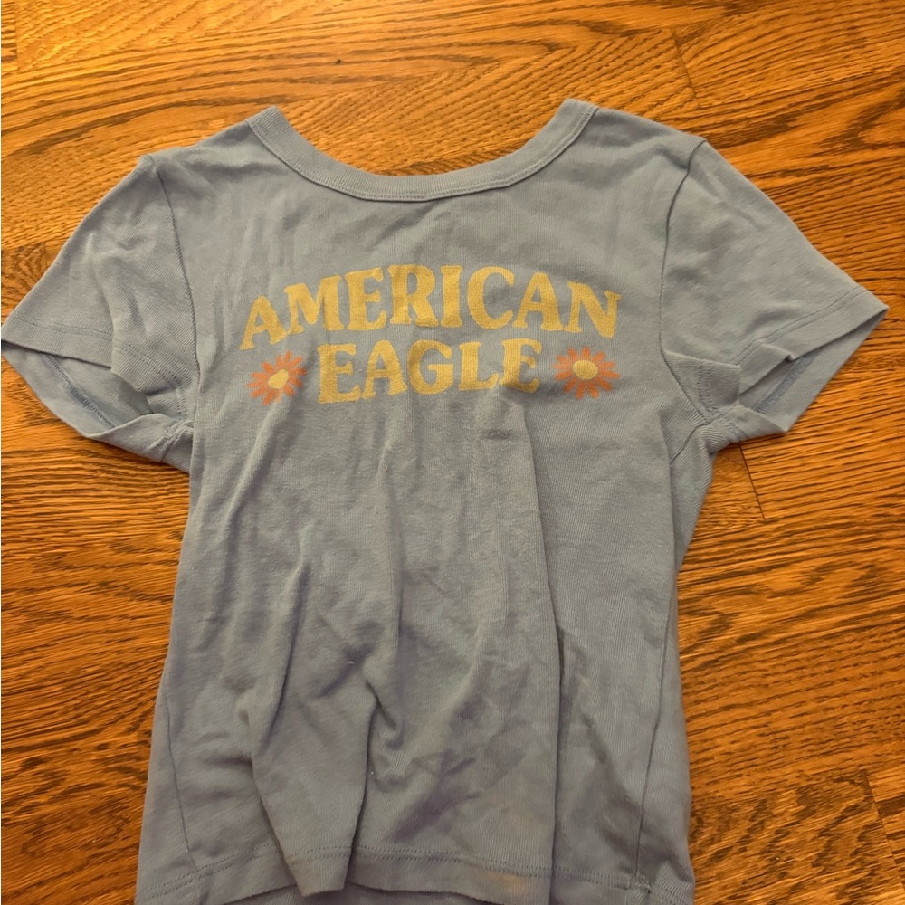 American Eagle Outfitters Light Blue Graphic Tee
